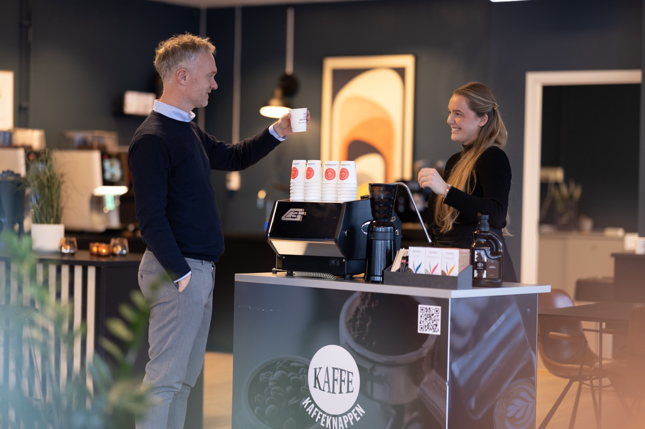 mobil barista-stand på et firmaarrangement
